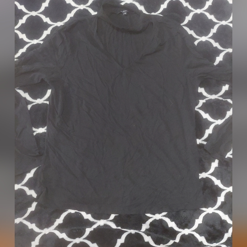 ambiance Black Long Sleeve‎ V-Neck Top 3x